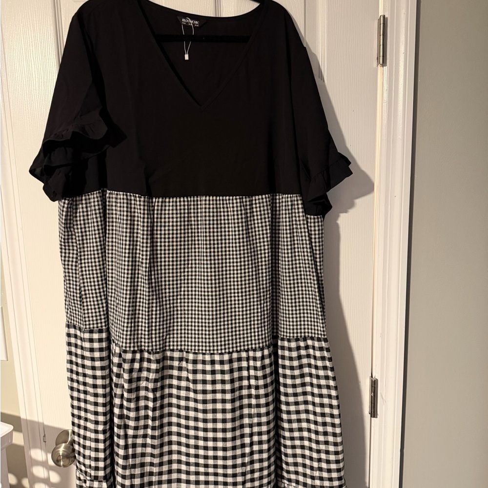 BloomChic Black and White Gingham Maxi Dress